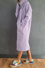 Turtleneck Pocket Midi Dress - View 6 | Clistos