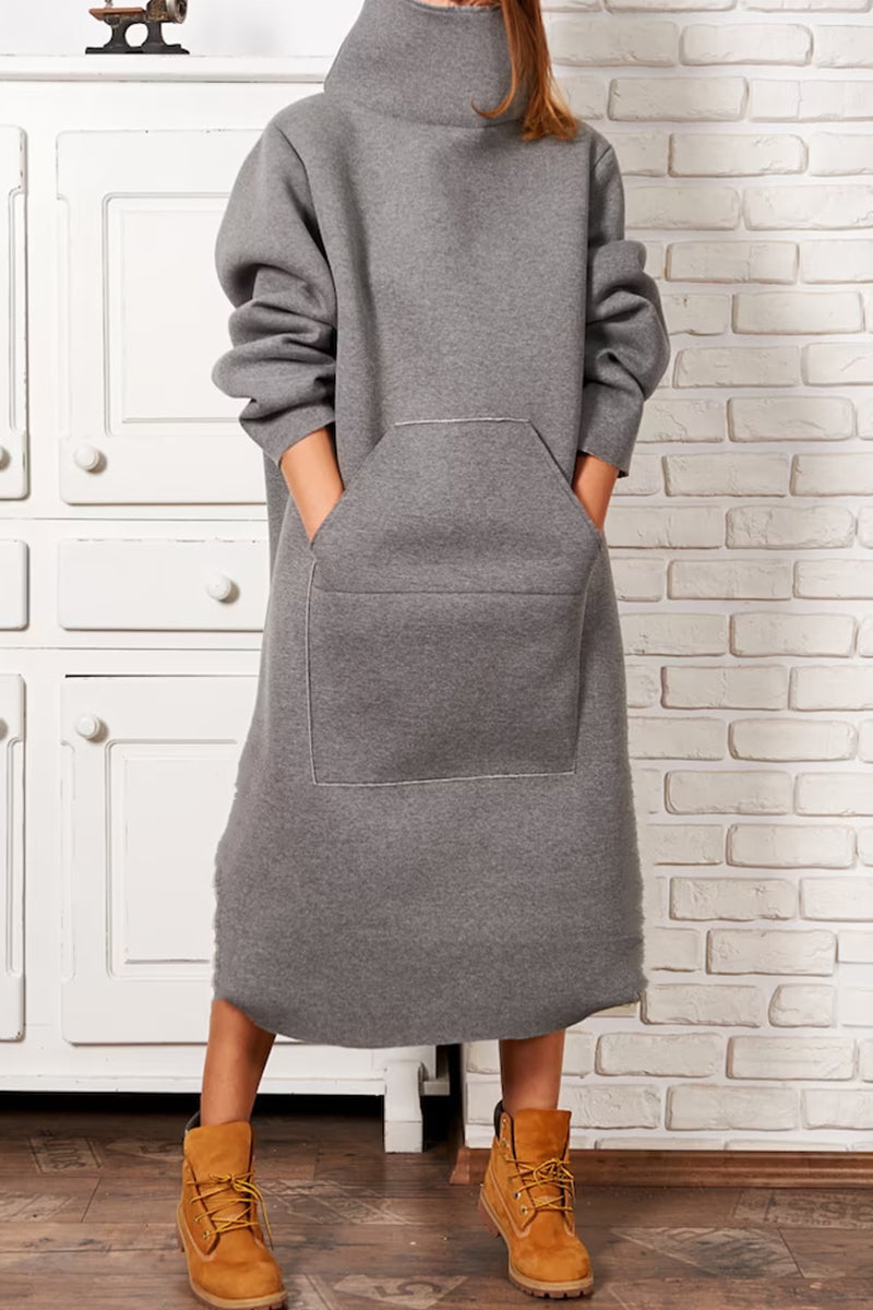 Turtleneck Pocket Midi Dress - View 11 | Clistos