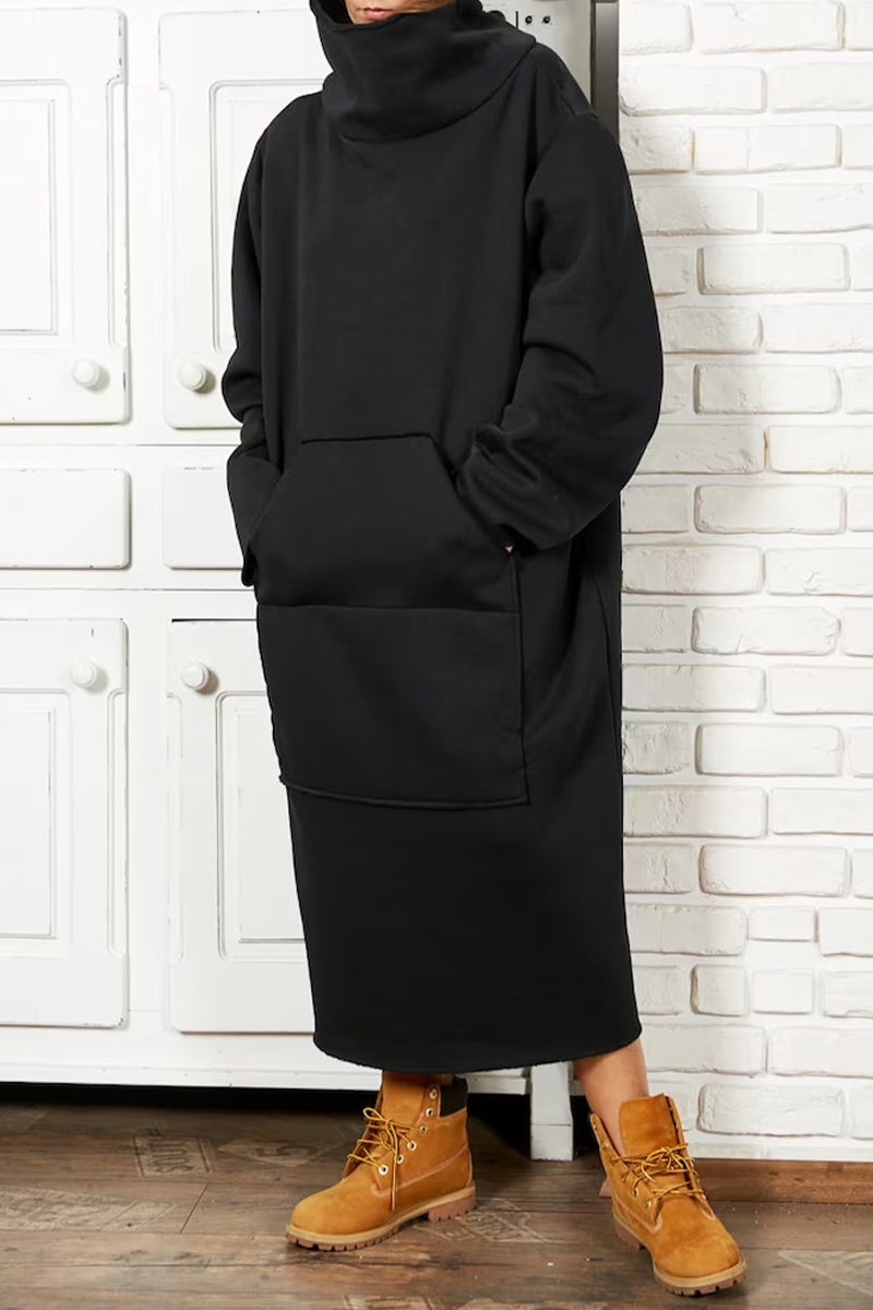 Turtleneck Pocket Midi Dress - View 8 | Clistos