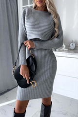 Ribbed knit two-piece set with cropped sweater and bodycon skirt - View 6 | Clistos