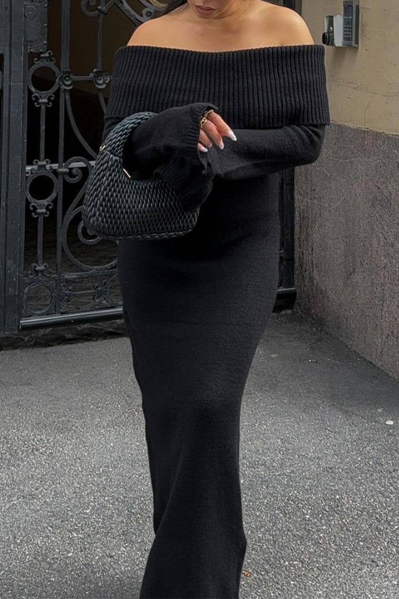 Clistos Off Shoulder Long Sleeve Knit Midi Dress - View 7 | Clistos
