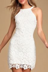 Clistos Lace Halter Wrapped Skirt Cocktail Dress - View 18 | Clistos