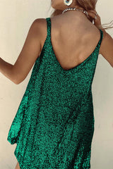 Sparkling V-Neck Sling Sequin Party Dress - View 10 | Clistos