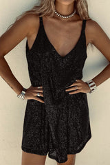 Sparkling V-Neck Sling Sequin Party Dress - View 13 | Clistos