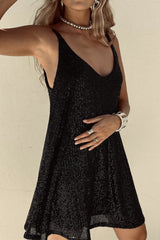 Sparkling V-Neck Sling Sequin Party Dress - View 14 | Clistos