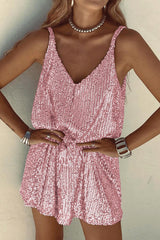 Sparkling V-Neck Sling Sequin Party Dress - View 33 | Clistos