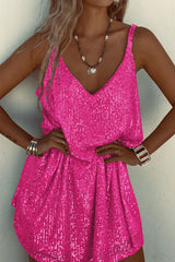 Sparkling V-Neck Sling Sequin Party Dress - View 20 | Clistos