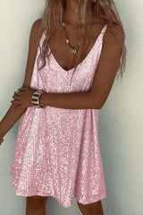 Sparkling V-Neck Sling Sequin Party Dress - View 11 | Clistos