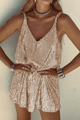 Sparkling V-Neck Sling Sequin Party Dress - View 6 | Clistos