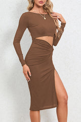 Clistos Ripped Slit Long Sleeve Bodycon Dress - View 6 | Clistos