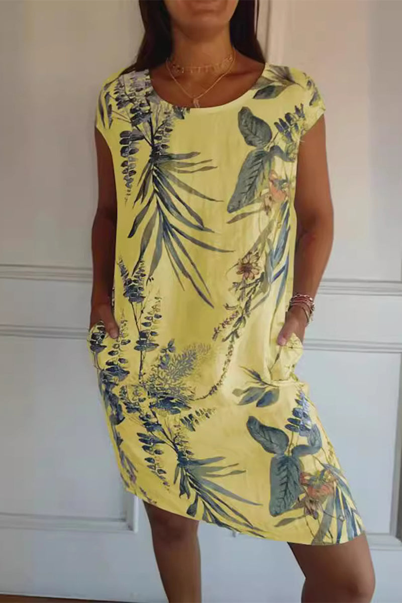 Floral print casual A-line dress with pockets - View 8 | Clistos