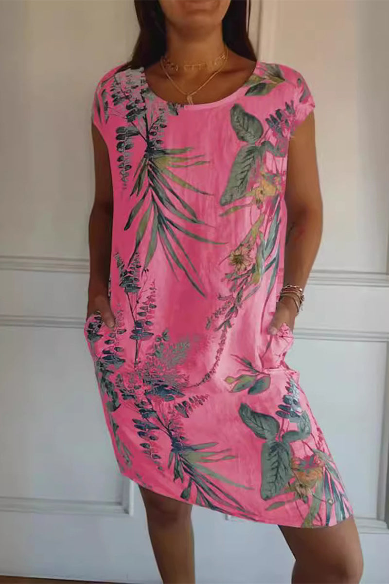 Floral print casual A-line dress with pockets - View 7 | Clistos
