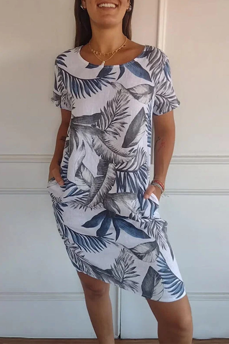 Floral print casual A-line dress with pockets - View 9 | Clistos