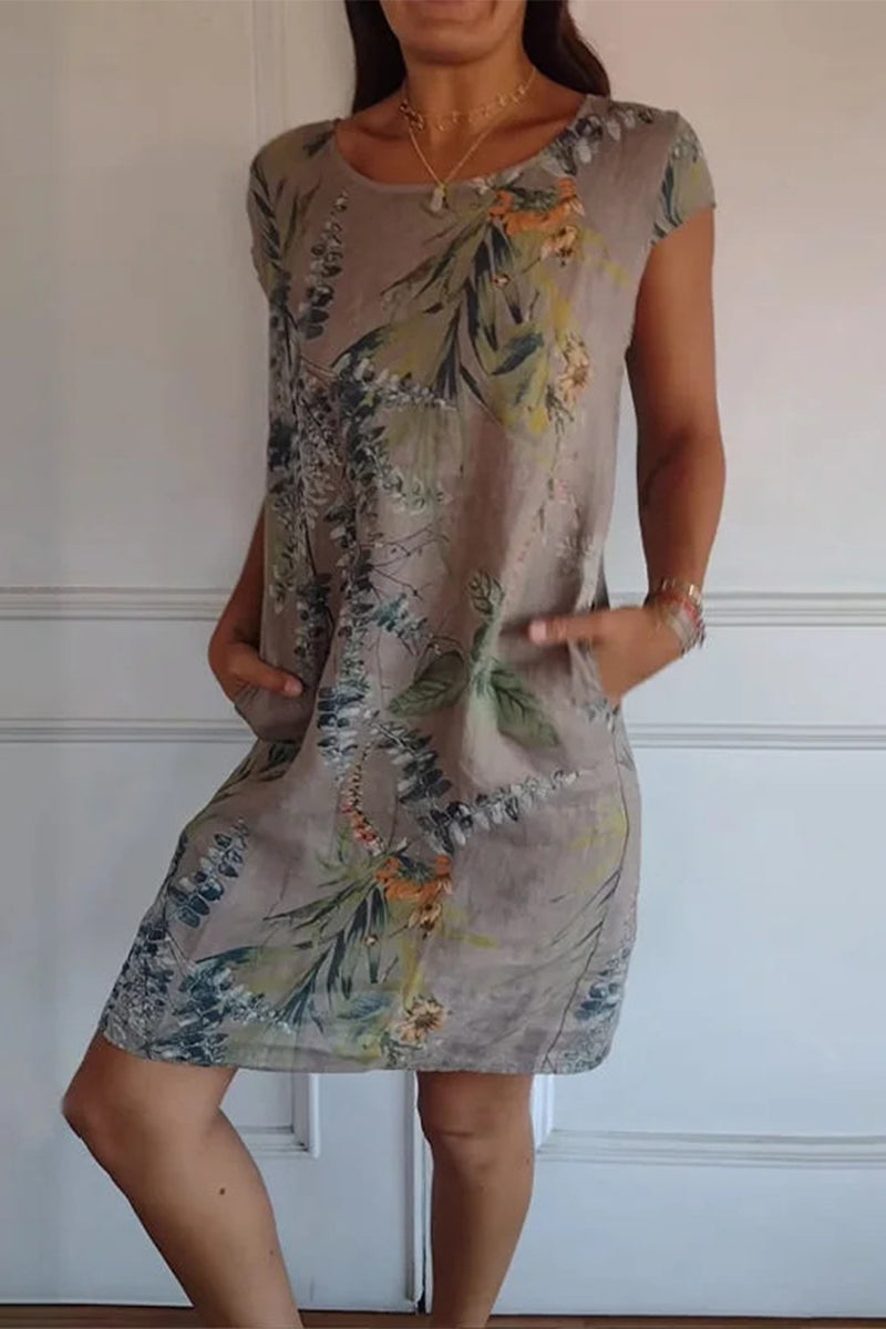 Floral print casual A-line dress with pockets - View 6 | Clistos