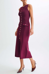 Elegant buckle knit midi dress - View 11 | Clistos