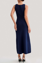 Elegant buckle knit midi dress - View 20 | Clistos