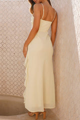 Clistos Ruffled Slit Maxi Dress - View 10 | Clistos