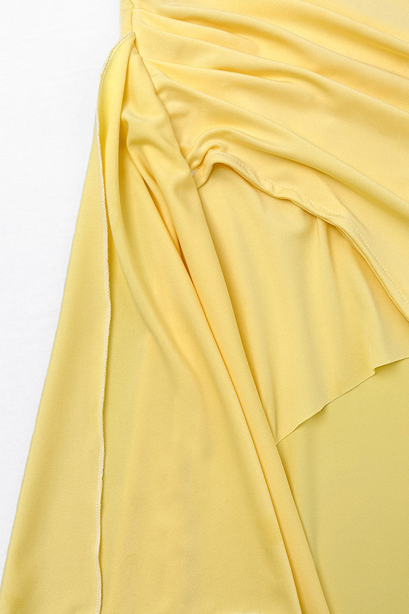 Clistos Strapless Slit Evening Gown with Flounce Detail - View 14 | Clistos