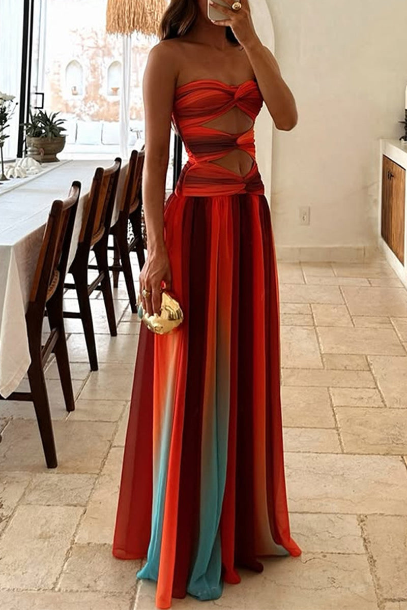 Clistos Strapless Ombre Maxi Dress - View 6 | Clistos