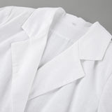 White ruched v-neck bodycon mini dress with blazer collar and ruffle hem - View 17 | Clistos