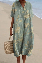 Clistos floral midi dress with v-neck and short sleeves - View 6 | Clistos