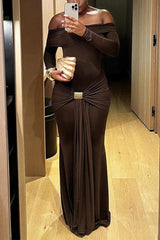 Clistos off shoulder knot front bodycon maxi dress - View 10 | Clistos