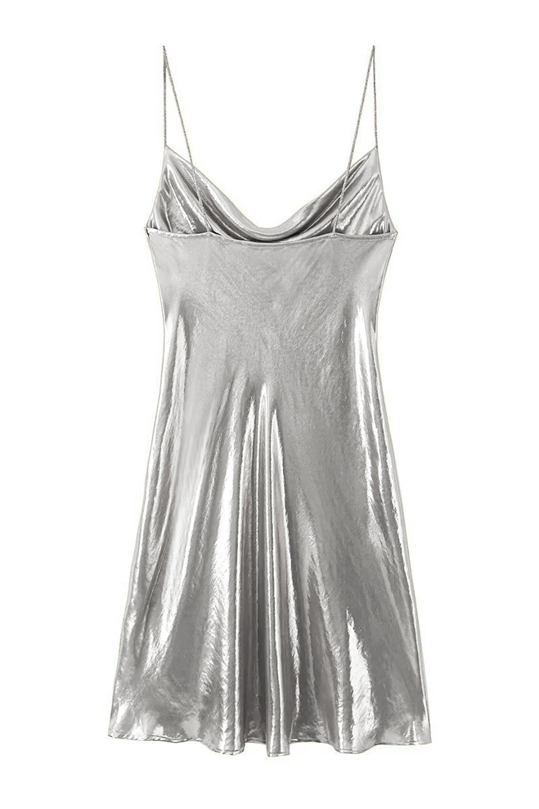Cowl Neck Metallic Slip Mini Dress - View 13 | Clistos