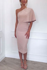 woman in a pink one-shoulder dress