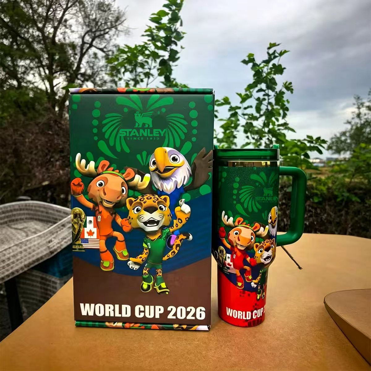 Stanley World Cup 2026 Champions Edition 40oz Tumbler in green with matching collector gift box - View 1 | Clistos