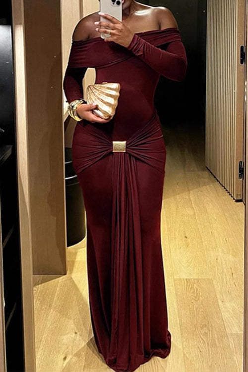 Clistos off shoulder knot front bodycon maxi dress - View 11 | Clistos