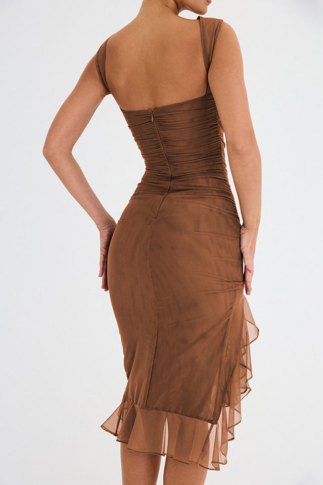 Bay Leaf Ruffle Midi Dress - View 16 | Clistos