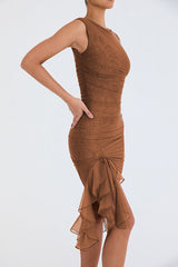 Bay Leaf Ruffle Midi Dress - View 15 | Clistos