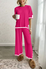 Clistos colorblock knit lounge set with wide leg pants - View 7 | Clistos