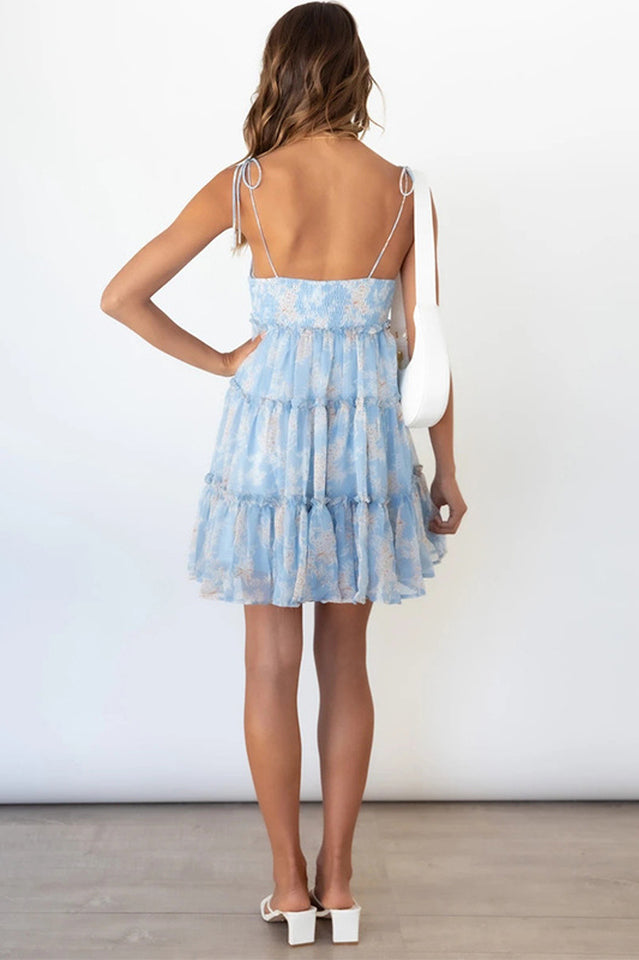 Floral Ruffle Mini Dress - View 13 | Clistos