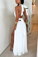 Clistos elegant halter slit backless maxi dress - View 6 | Clistos