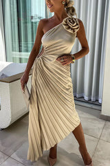 Fuchsia Rose One Shoulder Maxi Dress - View 8 | Clistos