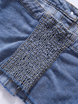 Strapless Button Denim Crop Top - View 8 | Clistos