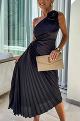 Fuchsia Rose One Shoulder Maxi Dress - View 9 | Clistos