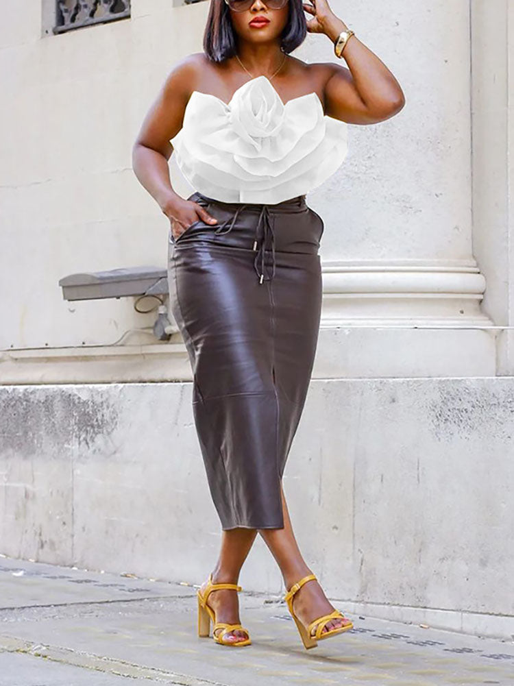 Strapless floral tube crop top - View 21 | Clistos