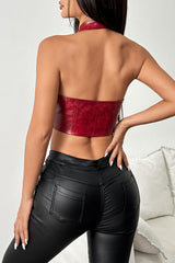 Clistos women's lace up deep V halter crop top - View 14 | Clistos