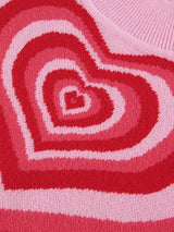 Mock Neck Striped Heart Knit Crop Top - View 6 | Clistos