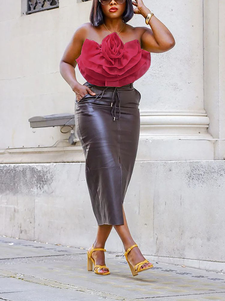 Strapless floral tube crop top - View 14 | Clistos