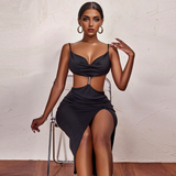 Clistos cut-out bodycon midi dress with high slit and cowl neckline - View 6 | Clistos