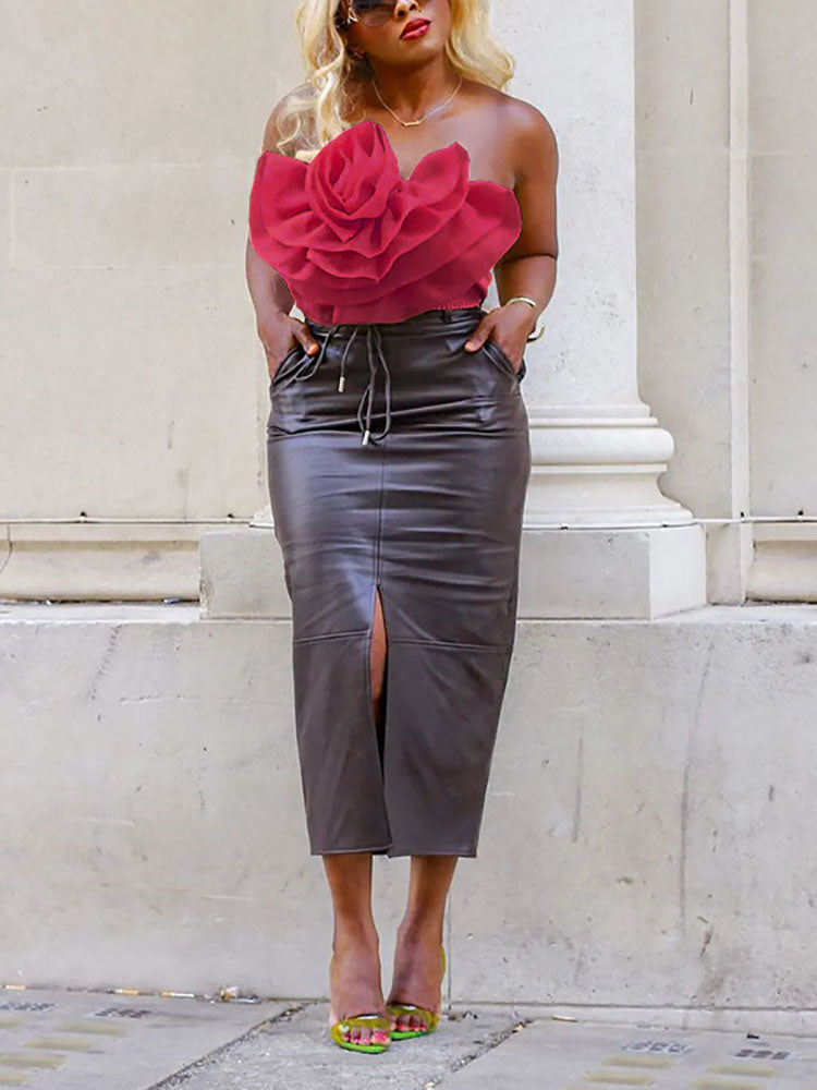 Strapless floral tube crop top - View 15 | Clistos