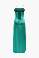 Clistos Corset Cowl Neck High Slit Maxi Dress - View 9 | Clistos