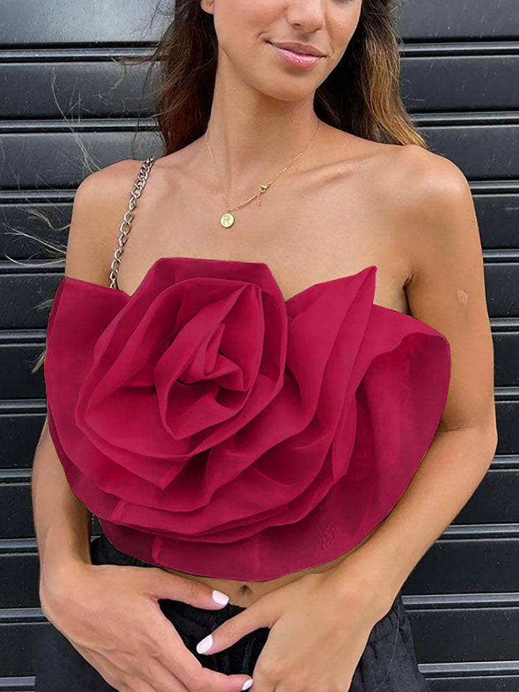 Strapless floral tube crop top - View 16 | Clistos