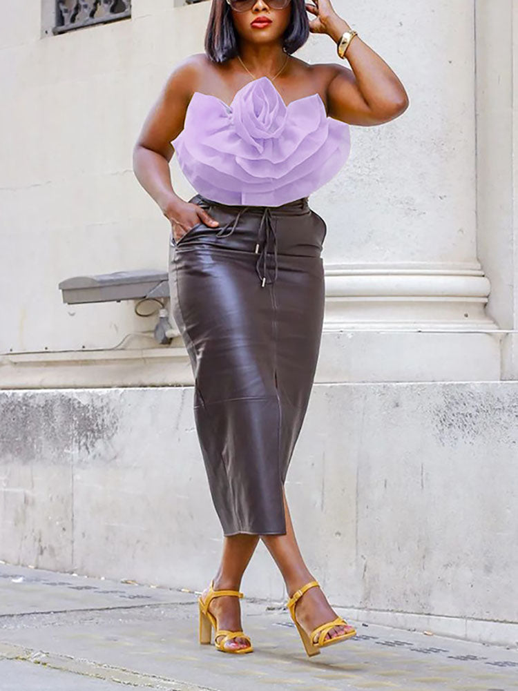Strapless floral tube crop top - View 17 | Clistos