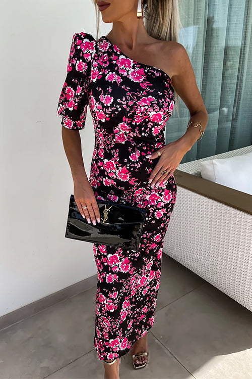 Clistos one shoulder ruched floral maxi dress - View 8 | Clistos