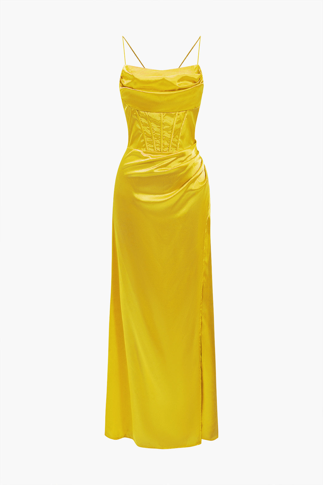 Clistos Corset Cowl Neck High Slit Maxi Dress - View 27 | Clistos