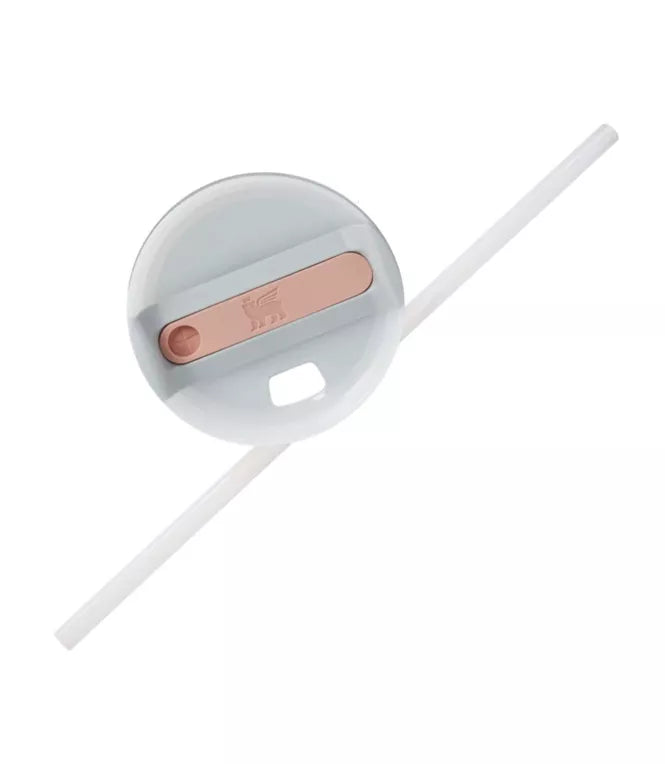 Top view of the lid and straw of a pink Stanley Quencher H2.0 FlowState Tumbler